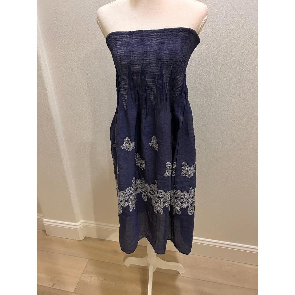 Y2K Boho Blue Strapless Dress – Lapis Brand